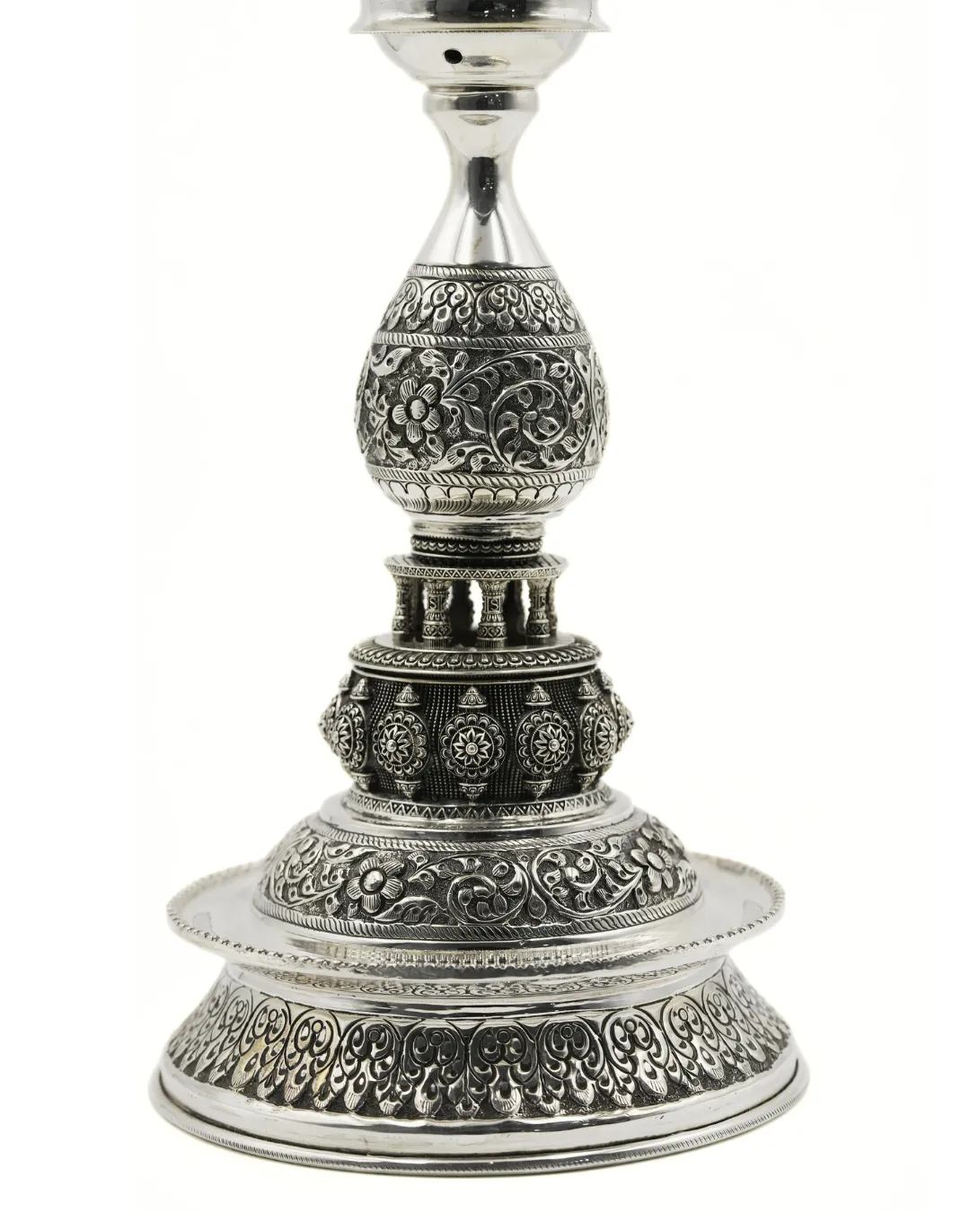 Antique Peacock Silver Kuthu Vilakku (1)