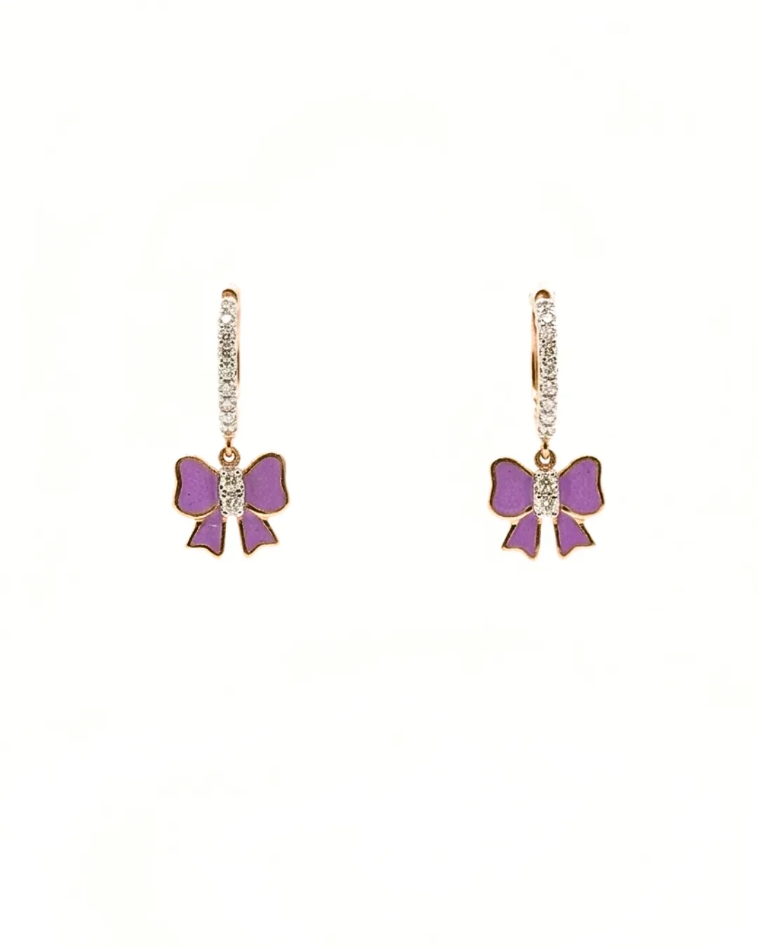 Diamond Bow Enamel Hoop Earrings (2)