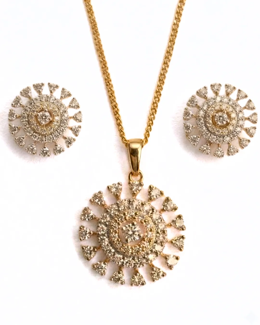 Diamond Floral Pendant Set (2)