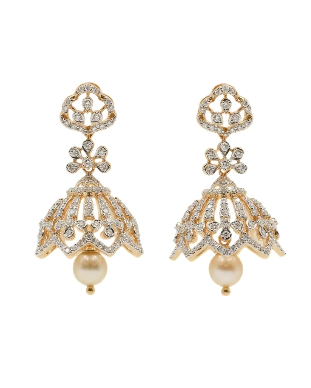 Diamond Pearl Jhumka Earrings (2)