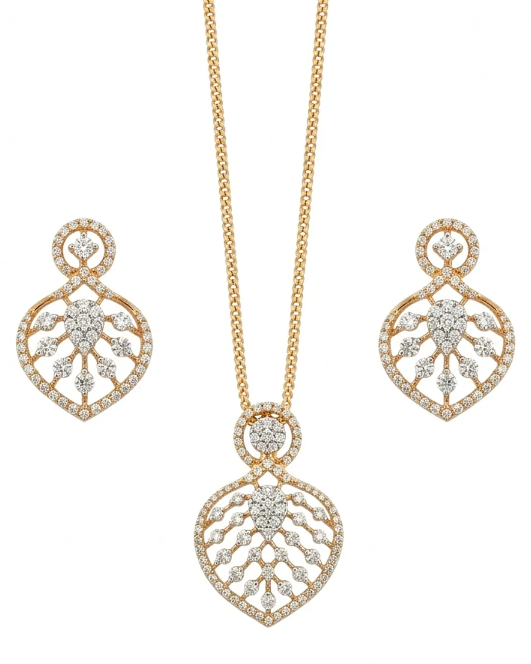Rose Gold Leaf Pendant Set (2)