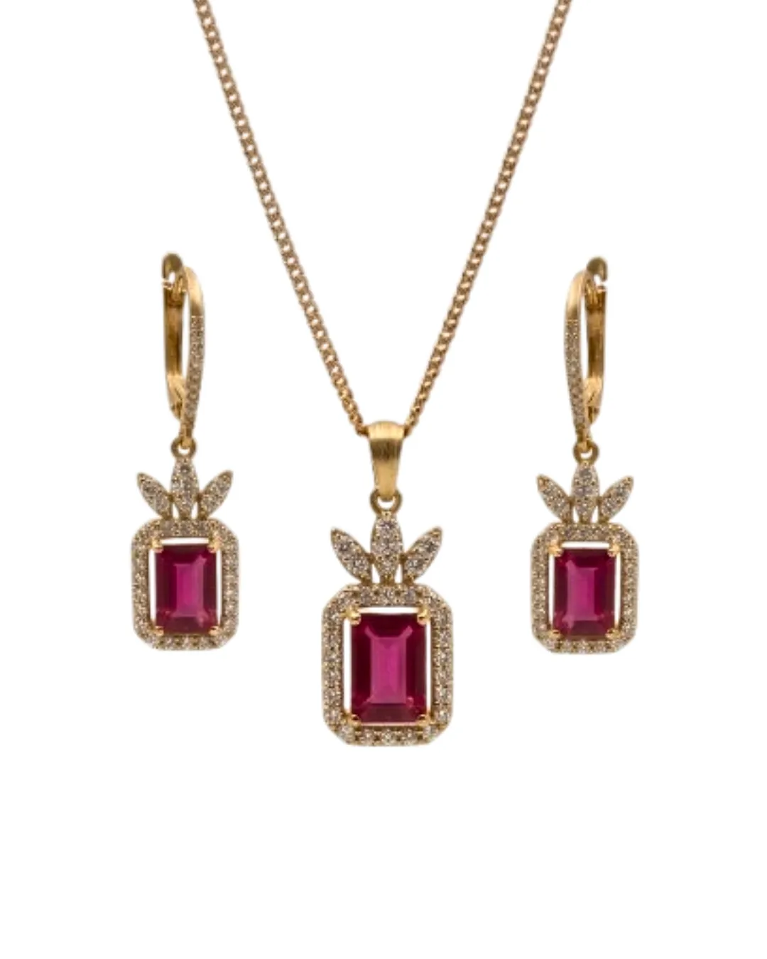 Ruby & Zircon Pendant Set (2)