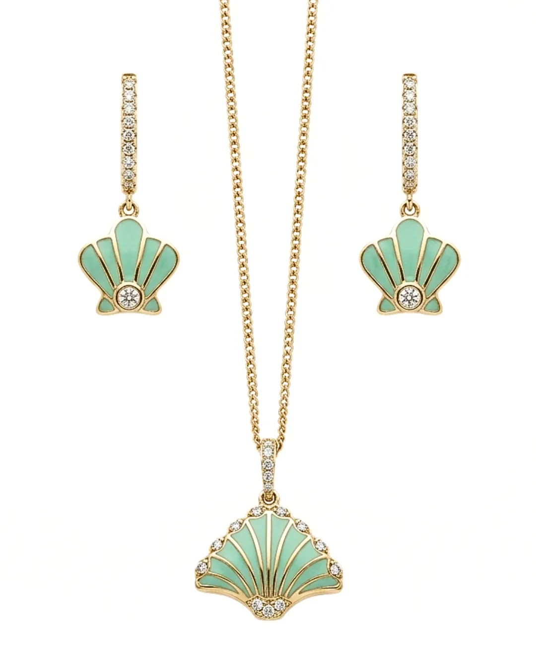 Sea Shell Diamond Pendant Set (2)
